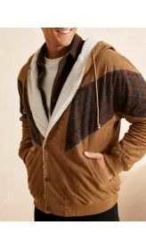 Men Vintage Teddy Patch Strip Pocket Baseball Collar Pockets Coats