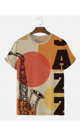 Men's 1950 Retro Saxophone Art Short Sleeve T-Shirt