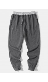 Men Patchwork Loose Drawstring Jogging Sweatpants